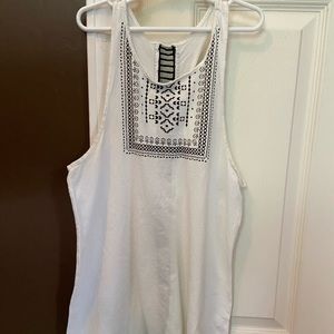 White Aztec design tank top